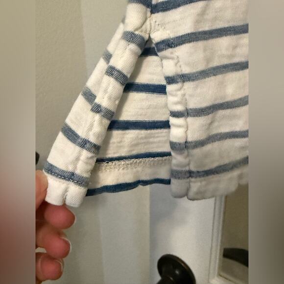 Faherty women’s cotton sun washed slub knit long sleeve navy striped shirt XS - Picture 4 of 7